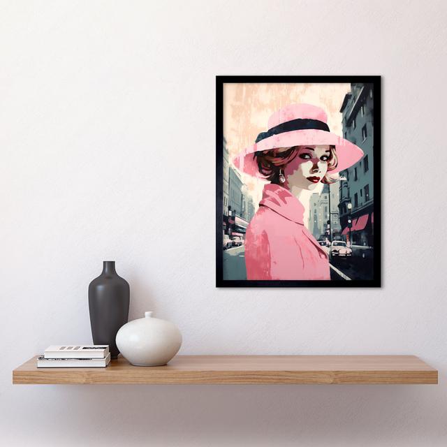 Pitkin Woman In Downtown Street Retro Fashion Pink - Single Picture Frame Print Marlow Home Co. on Productcaster.