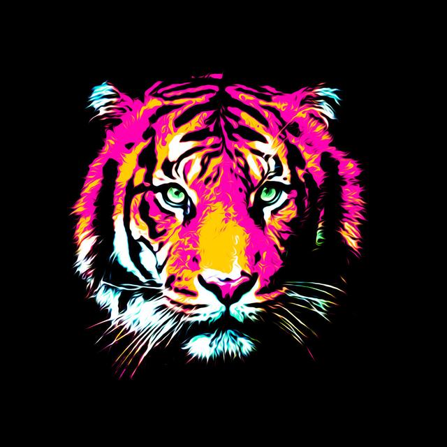 Colored Tiger – Druck ohne Rahmen auf Floatglas BohoLiving Größe: 80 cm H x 80 cm B x 1,5 cm T on Productcaster.