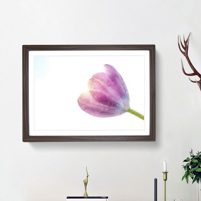 Pink Tulip Reaching for the Sun - Picture Frame Painting Print East Urban Home Frame Option: Walnut Framed, Size: 24cm H x 33cm W x 2cm D on Productcaster.