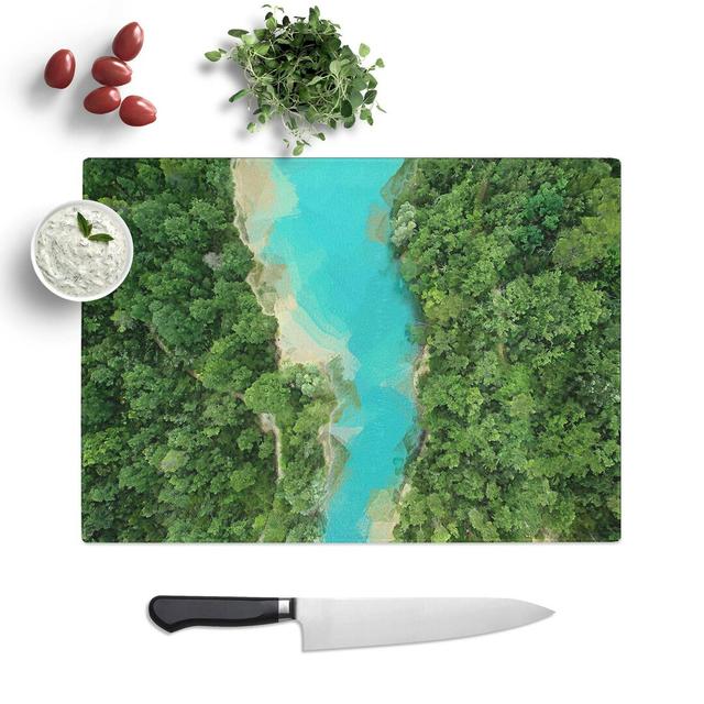 Tempered Glass Saint Cassien Lake in France Chopping Board East Urban Home Size: 28.5 cm W x 20 cm L on Productcaster.