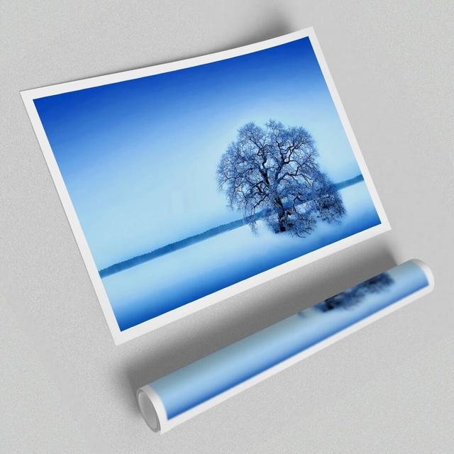 'Blue Winter Tree' - Graphic Art Print on Paper East Urban Home Size: 84.1 cm H x 118.9 cm W on Productcaster.