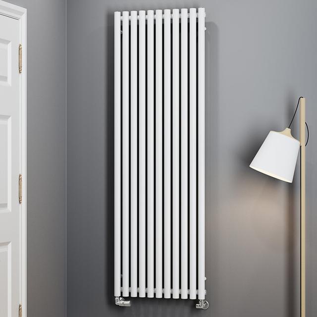 Rolo Room Vertical Oval Panel Radiator Terma Size: 1800mm H x 590mm W x 96mm D, Radiator Colour: White on Productcaster.