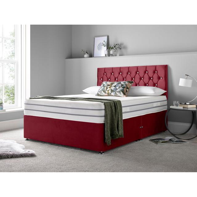 Jordahl Memory Foam Divan Bed Set Rosdorf Park Colour: Maroon, Size: Single (3'), Storage Type: 2 Right side Drawers on Productcaster.