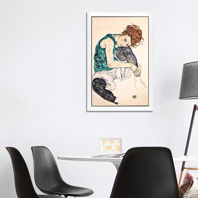 Seated Woman with Bent Knee II by Egon Schiele - Painting Print on Canvas East Urban Home Size: 152.4cm H x 101.6cm W x 3.81cm D, Frame Option: White on Productcaster.