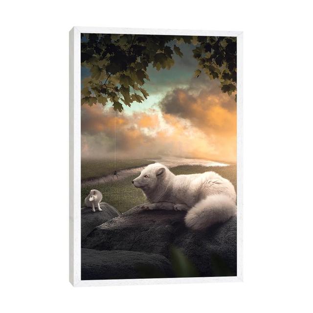 The Arctic Foxes by Zenja Gammer - Photograph Print on Canvas Alpen Home Size: 66.04cm H x 45.72cm W x 3.81cm D, Format: White Framed on Productcaster.