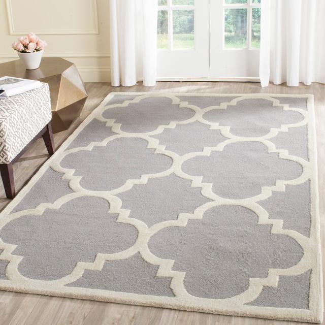 Keith Handmade Tufted Wool Silver/Ivory Rug Canora Grey Rug Size: Rectangle 121cm x 182cm on Productcaster.