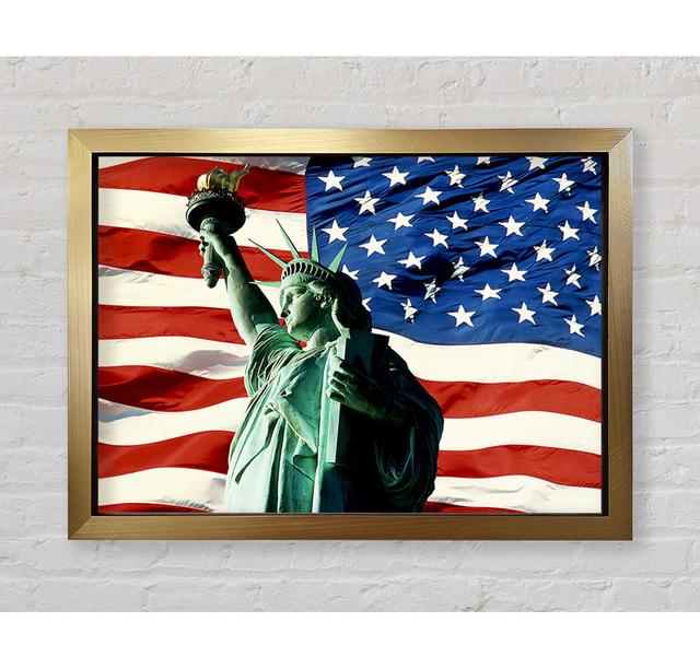 Stars And Stripes With Lady Liberty - Einzelner Bilderrahmen Kunstdrucke Bright Star Größe: 42cm H x 59,7cm B x 3,4cm T on Productcaster.