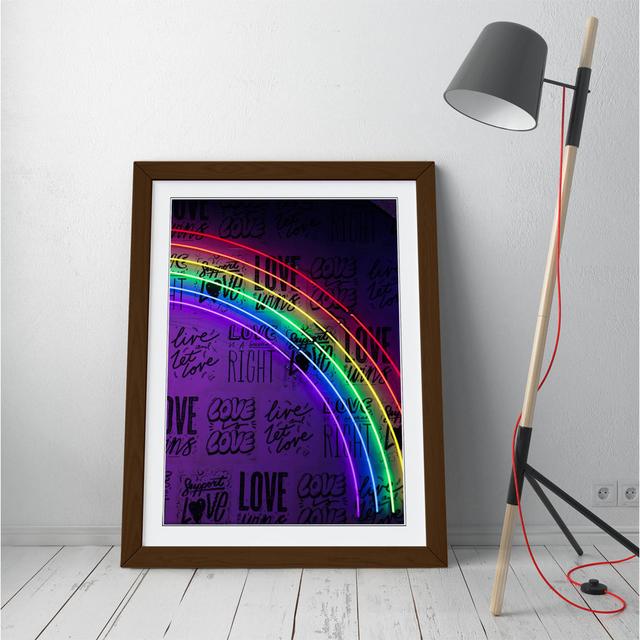 Neon Lights Rainbow Love Framed Wall Art Picture Print - A1 - Black Frame Latitude Run Format: Wrapped Canvas, Size: 89cm H x 64cm W x 2cm D on Productcaster.