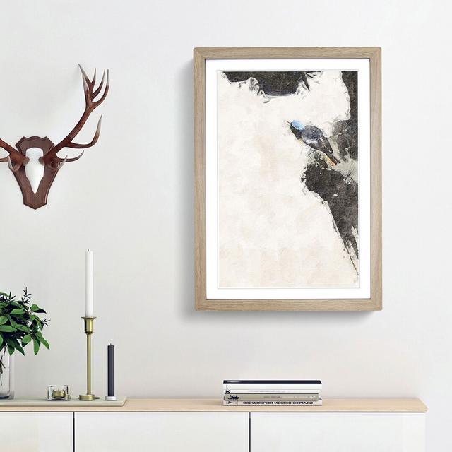 Bird on a Rock by Shibata Zeshin - Picture Frame Painting Print East Urban Home Frame Option: Oak Framed, Size: 65cm H x 48cm W x 2cm D on Productcaster.