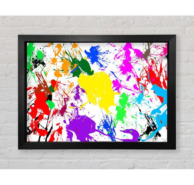 Paint Splatter Framed Print Ivy Bronx Size: 100cm H x 141.4cm W x 3.4cm D on Productcaster.