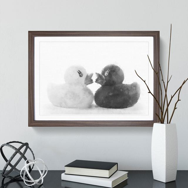 Rubber Ducks Opposites Attract - Picture Frame Graphic Art East Urban Home Size: 27cm H x 36cm W x 2cm D, Frame Option: Walnut Framed on Productcaster.