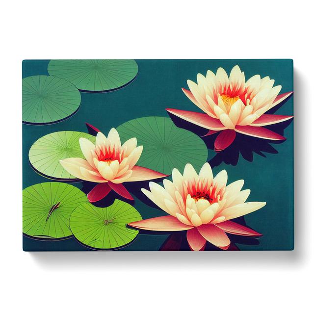 Inspirational Water Lily Flowers - Wrapped Canvas Print ClassicLiving Size: 35cm H x 50cm W on Productcaster.