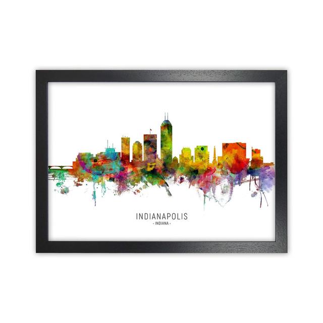 Indianapolis Indiana Skyline by Michael Tompsett - Graphic Art Print Ebern Designs Size: 64cm H x 88cm W x 3cm D, Format: Black Framed on Productcaster.