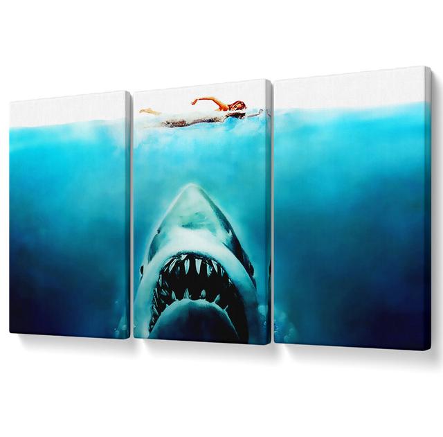 Jaws Canvas 3 Panel Set Highland Dunes Size: 121.9cm H x 243.8cm W on Productcaster.