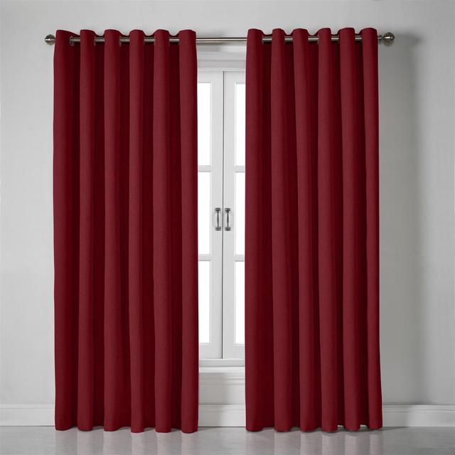 Mirto Blackout 100% Polyester Look Ring Top Curtains (Set of 2) 17 Stories Panel Size: 110 W x 137 D cm, Colour: Red on Productcaster.