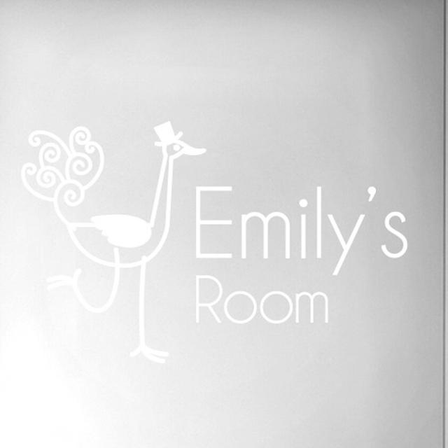 Personalised Ostrich Door Room Wall Sticker Happy Larry Colour: White on Productcaster.