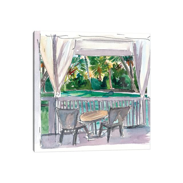 Balcony View with Cool Pool in the Keys by Markus & Martina Bleichner - Wrapped Canvas Art Prints Bay Isle Home Size: 45.72cm W x 45.72cm H x 1.91cm D on Productcaster.