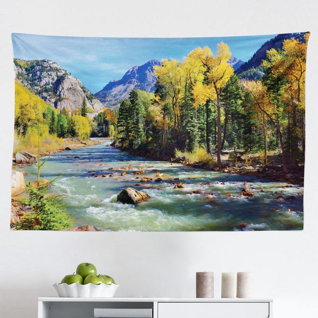 Wandbehang Mountains of Colorado with Forest and River Summer Foliage Idyllic Photo East Urban Home Größe: 140 cm H x 230 cm B on Productcaster.