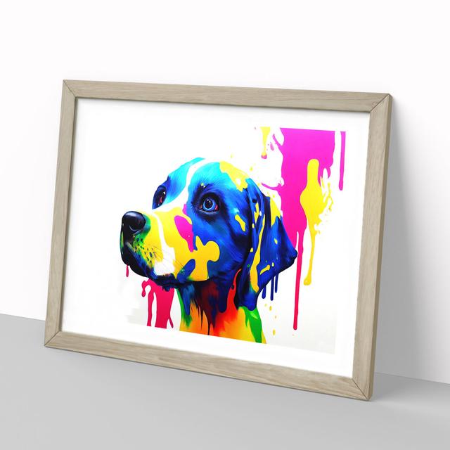 Dog Splash Vol.6 Abstract - Picture Frame Painting Marlow Home Co. Size: 46cm H x 64cm W x 2cm D, Frame Colour: Oak on Productcaster.