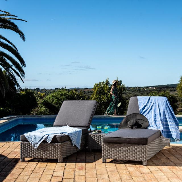 Sofia Rattan Sunlounger set with Side Table in Grey 17 Stories on Productcaster.