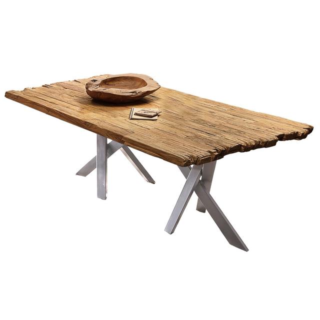 Lindahl Dining Table Williston Forge Size: H77 x L220 x W100cm, Table Base Colour: Silver on Productcaster.