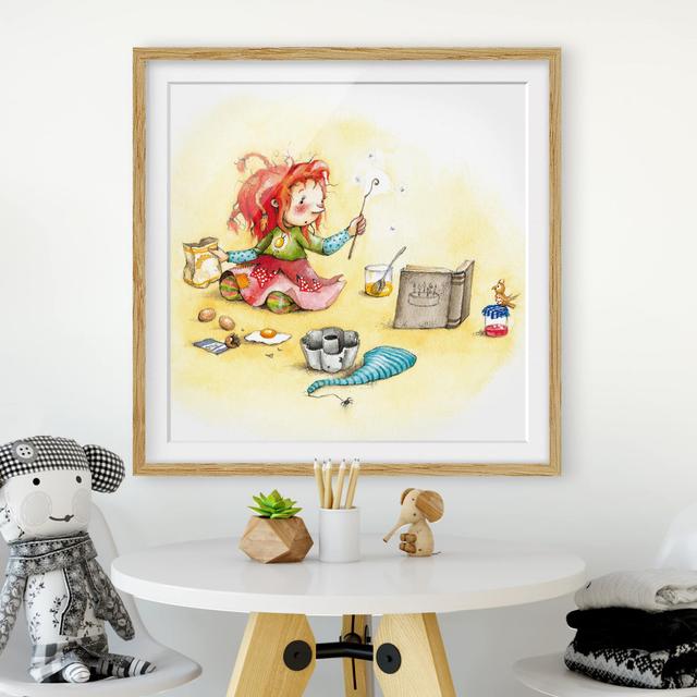 Frida's Magical Bakery Framed Print East Urban Home Frame Options: Natural oak, Size: 70cm H x 70cm W on Productcaster.