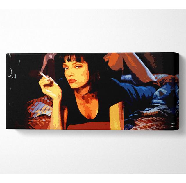 Pulp Fiction Mia Smoking - Wrapped Canvas Art Prints Rosalind Wheeler Size: 50.8cm H x 121.9cm W x 10cm D on Productcaster.