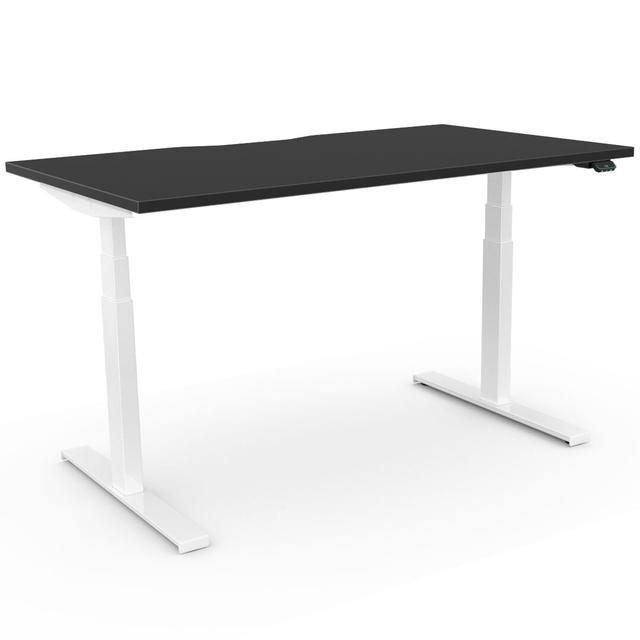 Arnesia Pro Height Adjustable Standing Desk 17 Stories Size: 123cm H x 140cm W x 80cm D, Frame Colour: White, Top Colour: Black on Productcaster.