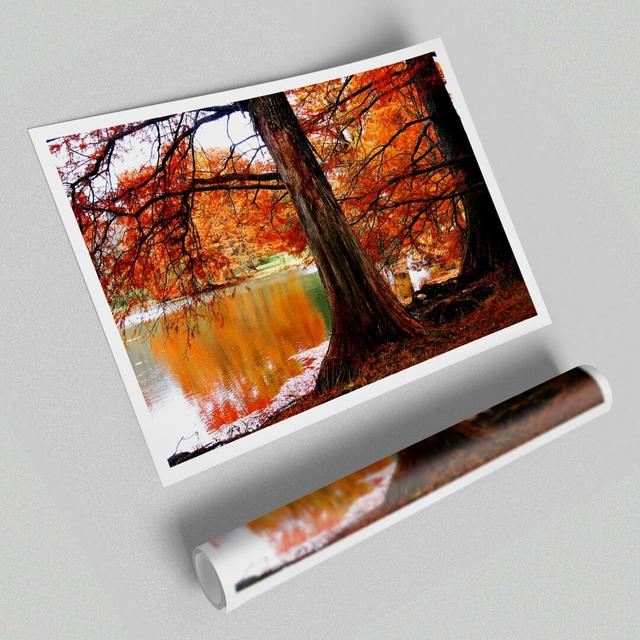 'Autumn Orange River Reflections' - Photograph Print on Paper East Urban Home Size: 42 cm H x 59.4 cm W on Productcaster.