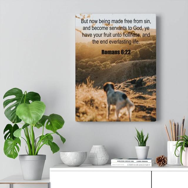 Everlasting Life Romans 6:22 - Wrapped Canvas Print Blue Elephant Size: 61cm H x 46cm W on Productcaster.