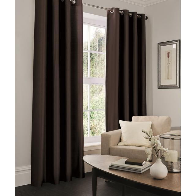 Altnahinch Eyelet Semi Sheer Curtains Three Posts Colour: Black, Size per Panel: 167 W x 229 D cm on Productcaster.