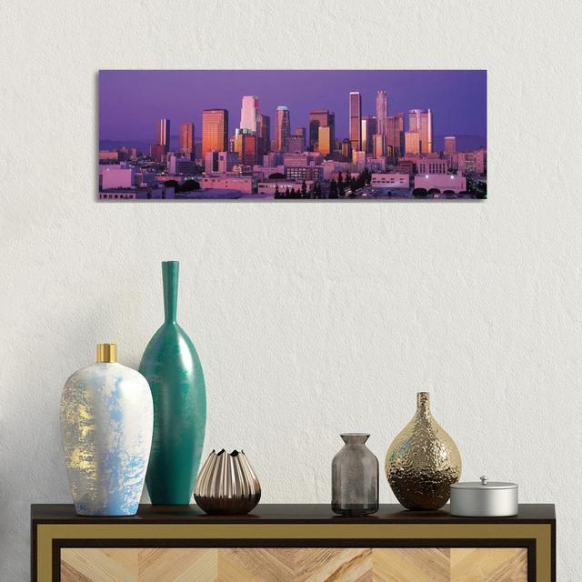 Los Angeles Skyline Cityscape (Dusk) - Wrapped Canvas Panoramic Print Brayden Studio Size: 30.48cm H x 91.44cm W x 3.81cm D on Productcaster.