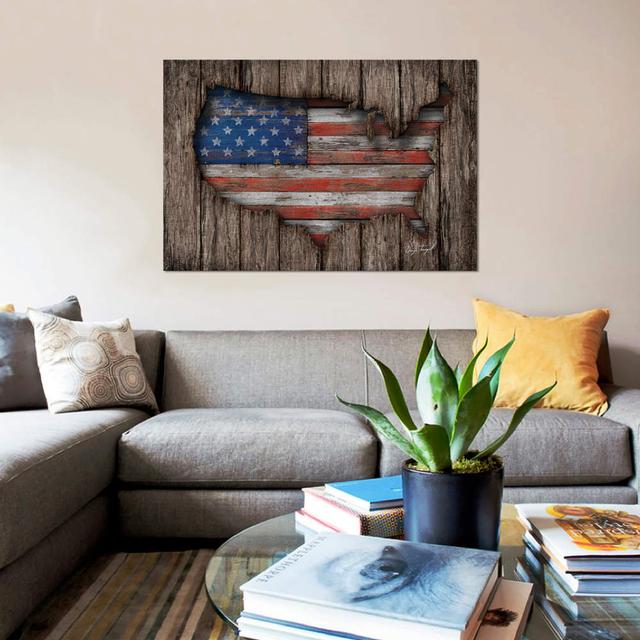 American Wood Flag by Diego Tirigall - Wrapped Canvas Print East Urban Home Size: 45.72cm H x 66.04cm W x 1.91cm D on Productcaster.