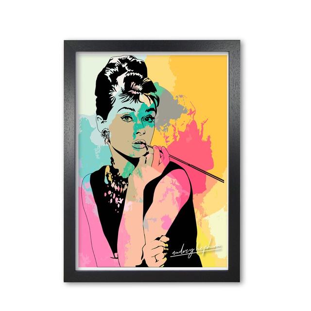 Audrey Hepburn - Graphic Art Print on Paper East Urban Home Format: Black Grain Frame, Size: 42 cm H x 30 cm W x 5 cm D on Productcaster.