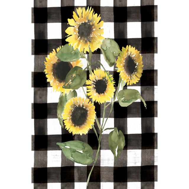 Buffalo Check Sunflower II by Jennifer Goldberger - Wrapped Canvas Painting August Grove Size: 91cm H x 61cm W x 3.8cm D on Productcaster.