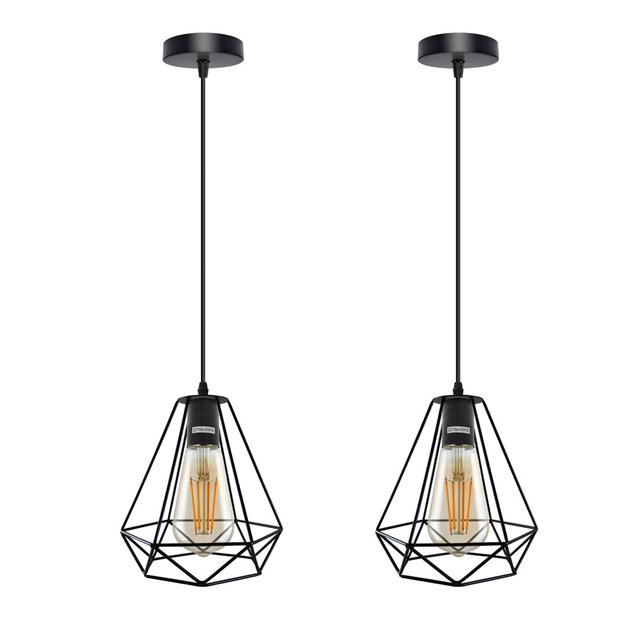 Olmeda 1 - Light Black Geometric Pendant (Set of 2) Borough Wharf Bulb Included: No on Productcaster.