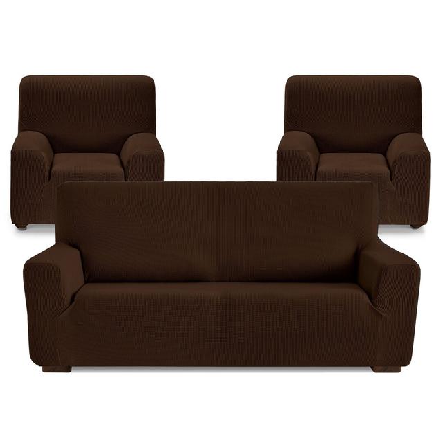 Sofa Slipcover (Set of 3) Rosalind Wheeler Size: Set 3+1+1 Seats, Upholstery Colour: Brown on Productcaster.