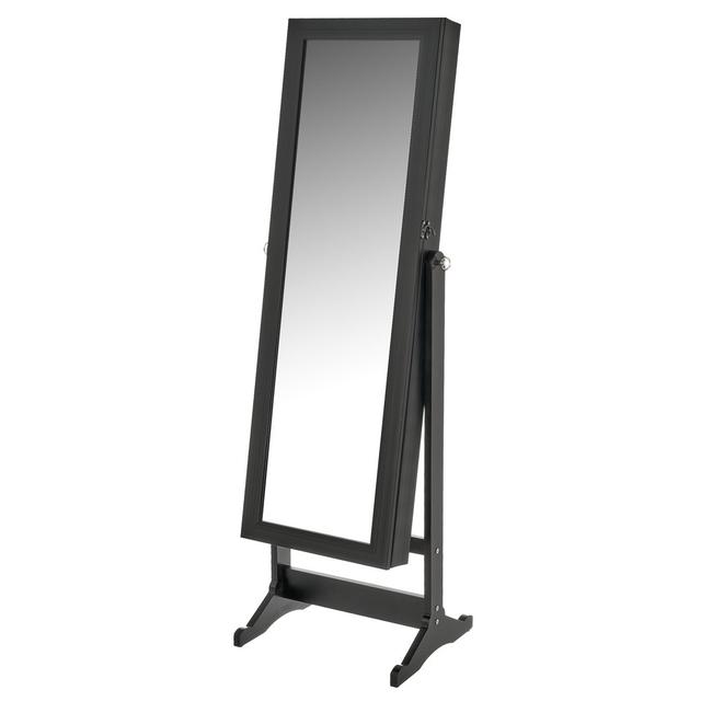 Dagny Freestanding Jewelry Armoire with Mirror Rosalind Wheeler Colour: Black on Productcaster.