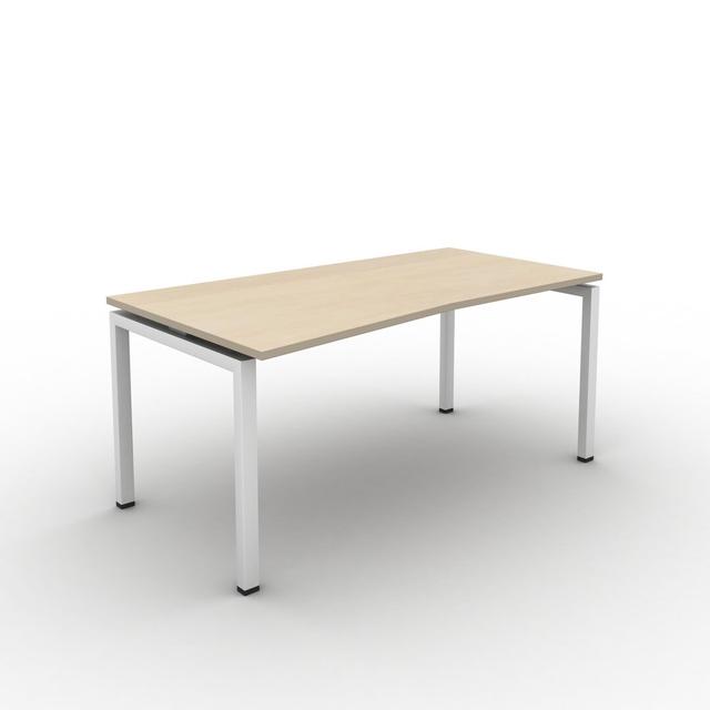 Grazian Desk Ebern Designs Size: 73cm H x 160cm W x 90cm D, Top Colour: Maple, Frame Colour: White on Productcaster.