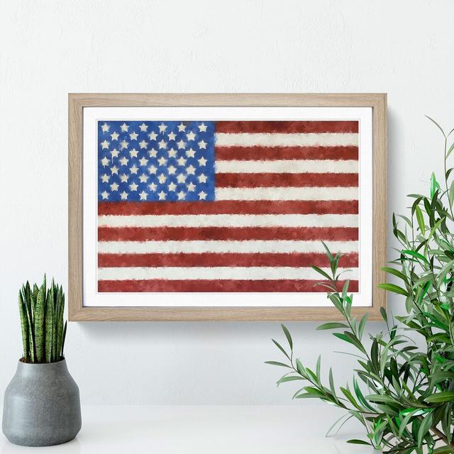 Painted American Flag - Picture Frame Graphic Art Print East Urban Home Size: 62cm H x 87cm W x 2cm D, Format: Oak on Productcaster.