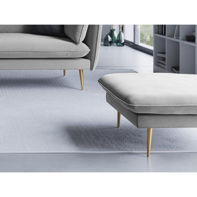 Adoraim 100cm Wide Rectangle Solid Colour Footstool Ottoman Canora Grey Upholstery Colour: Light Grey, Leg Colour: Gold on Productcaster.