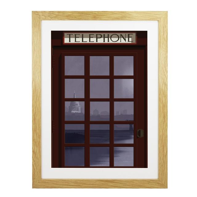 London Telephone Box 17 - Graphic Art Print on Paper 17 Stories Frame Option: Oak Framed, Size: 50cm H x 40cm W x 3cm D on Productcaster.