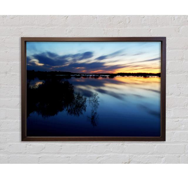 Ocean Sky Reflections Framed Print House of Hampton Format: Walnut Framed Canvas, Size: 59.7cm H x 84.1cm W x 3.3cm D on Productcaster.