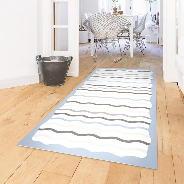 Graine Striped Machine Woven Blue/Brown/White Area Rug East Urban Home Rug Size: Rectangular 100 x 200cm on Productcaster.