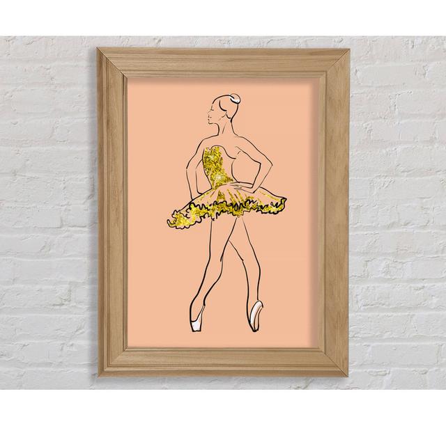 Goldene weiße Ballerina Gerahmter Druck Wandkunst Rosdorf Park Größe: 142,2 cm H x 84,1 cm B x 8 cm T, Format: Poster mit Naturholz-Rahmen on Productcaster.