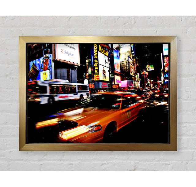 New York Broadway Cabs Framed Print Ebern Designs Size: 42cm H x 59.7cm W x 3.4cm D, Format: Ventura Gold Framed Paper on Productcaster.