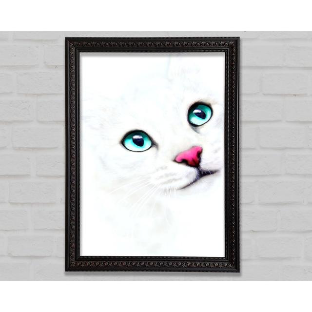 Silver Cat Blue Eyes Framed Print Bright Star Size: 42cm H x 59.7cm W on Productcaster.