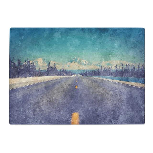 Tempered Glass Alaskan Mountains Painting Chopping Board East Urban Home Size: 20 cm x 28.5 cm on Productcaster.