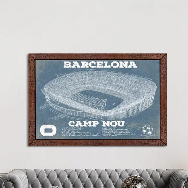 Barcelona Camp Nou' by Cutler West - Graphic Art Print Williston Forge Size: 45.72cm H x 66.04cm W x 3.81cm D, Format: Brown Floater Framed on Productcaster.