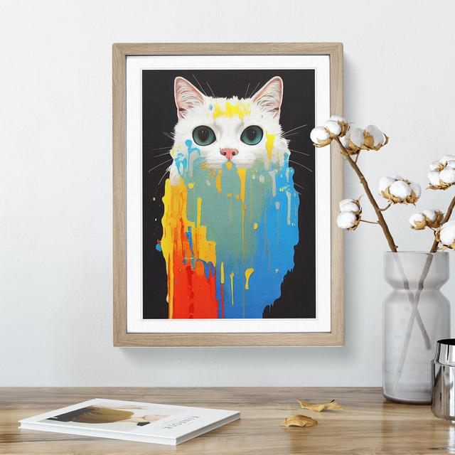 Cat Dripping No.5 - Single Picture Frame Print 17 Stories Frame Colour: Oak Framed, Size: 46cm H x 34cm W x 2cm D on Productcaster.